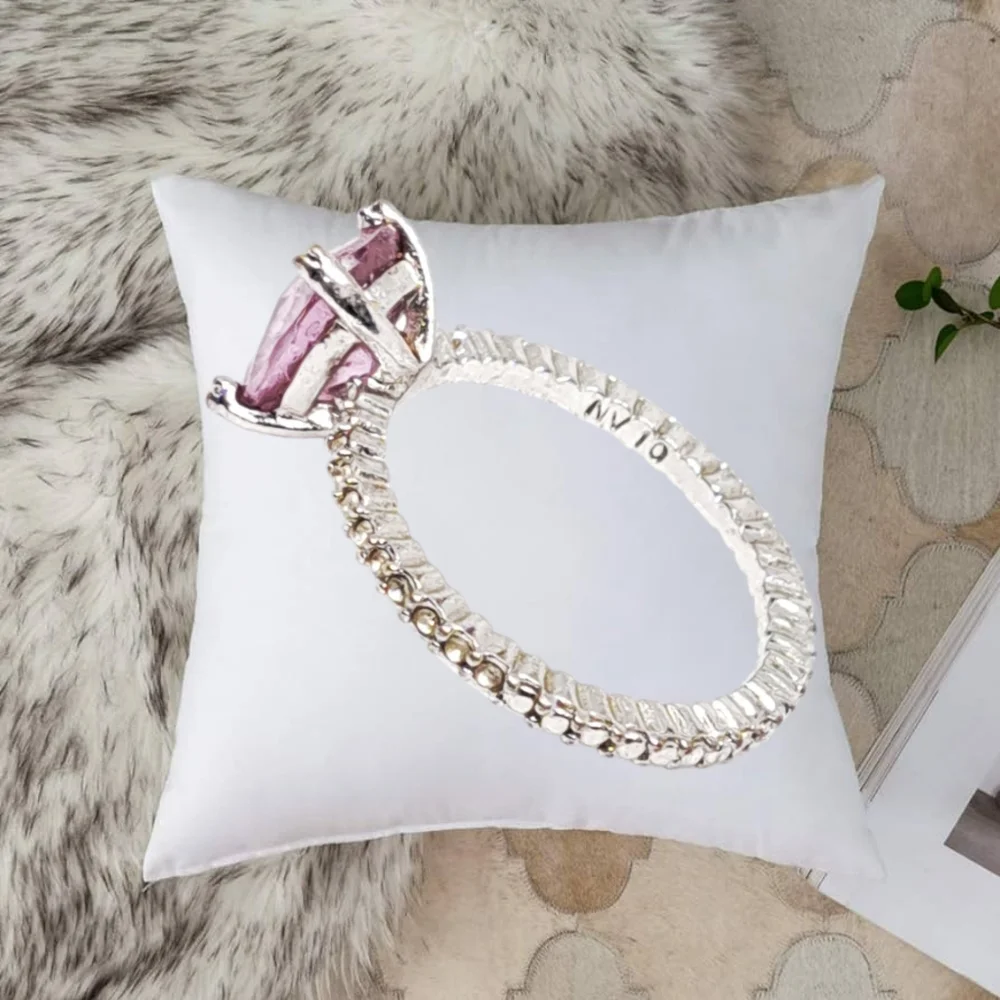 Purple Crystal Solitaire Silver Tone Eternity Band
